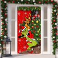 thumbnail image 2 of Grinch Decoraciones navideñas Grinch Cubierta para puerta Feliz Grinchmas Cubierta para puerta 6 x 3 pies Bandera de rejilla de búfalo negro Fotografía Banner Navidad Invierno Vacaciones Hogar Cocina, 2 of 3