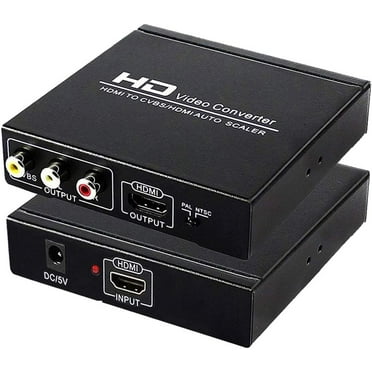HDMI to RCA and HDMI Adapter Converter, AUBEAMTO HDMI to HDMI 3RCA CVBS AV Composite Video Audio Adapter/Splitter, with Power Adapter Support 1080P, PAL, NTSC, for HD TV, Older TV,Camera, Monitor etc