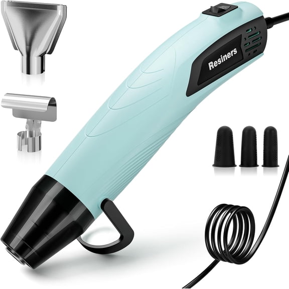 Resiners Heat Gun for Resin, 350W Fast Heating Dual Temp Heat Gun (482°F~662°F) with 3 Nozzles & 3 Silicone Covers, 4.9Ft Long Heat Gun for Bubble Remove,Vinyl Shrink Wrap,Candle Making,Epoxy Resin