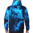 thumbnail image 3 of Bingfone Blue Fire Wolf Men's Drawstring Hoodie Long Sleeve Pocket Sweatshirts-X-Large, 3 of 6