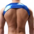 thumbnail image 4 of pstuiky Camiseta sin mangas para hombre, Camiseta de tirantes ajustada de cuello redondo de piel sintética de seda helada con estampado en caliente de color liso para hombre l, 4 of 6