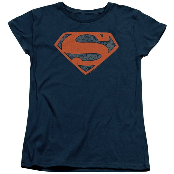 Superman Vintage Shield Collage Women's T-Shirt Navy