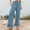 Light Blue, variant on Yteetum Pants for Women Solid Color Hem Ruffle Side Pockets High Waist Casual Range Elastic Waist Long Pants