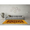 thumbnail image 3 of Ahgly Company Machine Washable Indoor Round Abstract Yellow Modern Area Rugs, 3' Round, 3 of 4