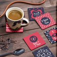 thumbnail image 3 of Inkdotpot Set of 6 Drink Coasters Easy Clean 4-inch SquareCoastersCork Base,Reusable,Love, 3 of 8