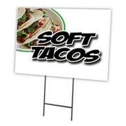 SOFT TACOS 18"x24" Yard Sign & Stake | Advertise Your Business | Stake Included Image On Front Only | Made in The USA