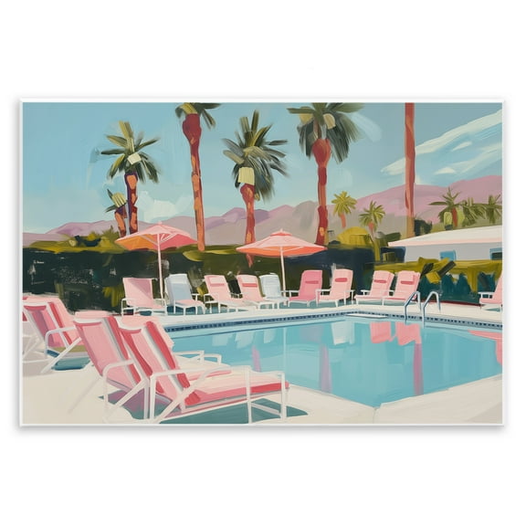 Stupell Industries Palm Springs Swimming Pool Landscape & Nature Painting Unframed Art Print Wall Art, 15 x 10