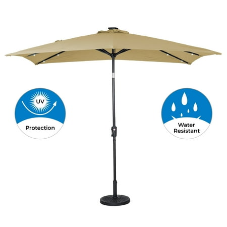 Sun Ray - 9'x7' Rectangular Solar Lighted Umbrella - Royal Blue