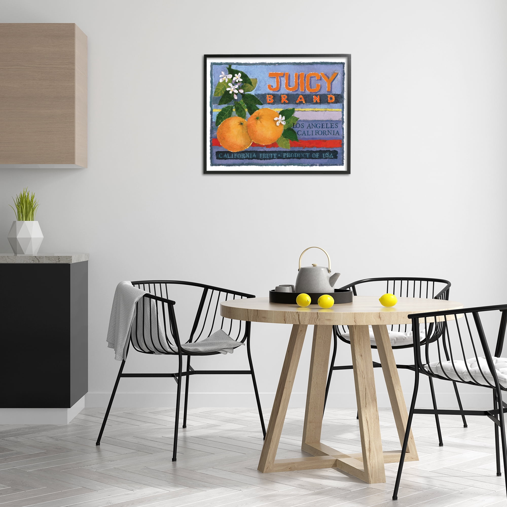 Stupell Industries Juicy Brand Oranges Food & Beverage Painting Black Framed Art Print Wall Art, 30 x 24