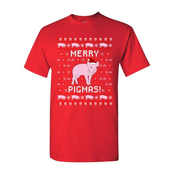 Merry Pigmas Pig Pet Ugly Christmas Funny Humor DT Adult T-Shirt Tee