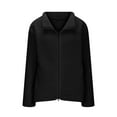 thumbnail image 5 of Women Fleece Fuzzy Jacket No Hood Casual Warm Winter Full Zip Up Sweater Coats Long Sleeve Solid Color Outwear (L, Black), 5 of 7