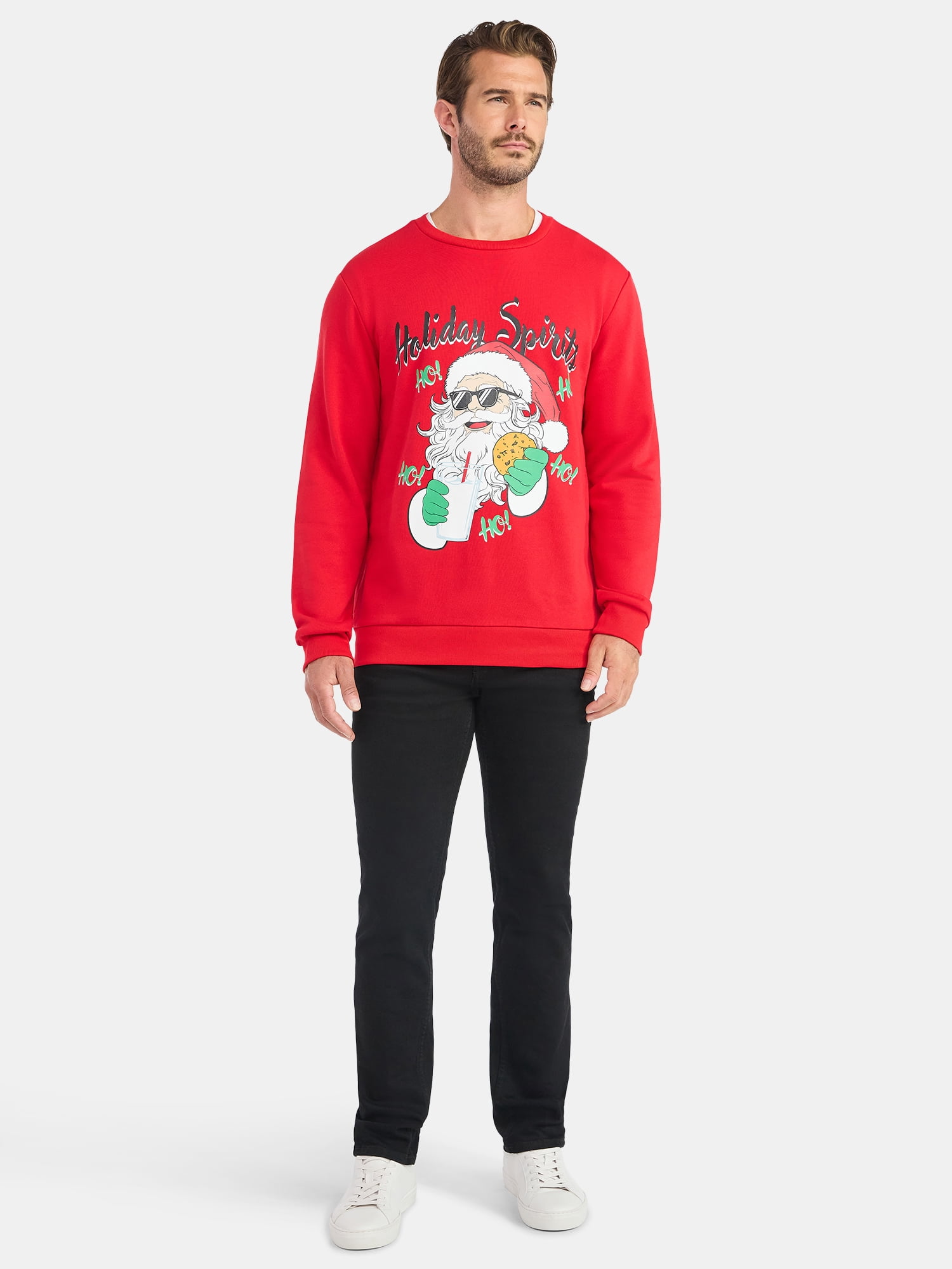 Mens & Big Men's Holiday Christmas Graphic Sweatshirt Holiday Spirits, Sizes S-3XL by Jolly Knits