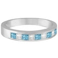 thumbnail image 2 of Princess Channel-Set Diamond and Aquamarine Ring Band 14K White Gold, 2 of 3