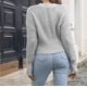 thumbnail image 5 of Suéter de cuello en V para mujer, moda de otoño, informal, cómodo, de manga larga, con cuello en V, 5 of 5
