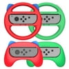 Mytrix Racing Steering Wheels Hand Grips Accessories For Nintendo Switch Joy Con with Kawaii Cat Ears - Red and Green 4 Pcs
