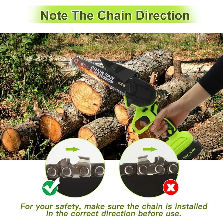 Mini Chainsaw Cordless 6 inch with 2 Battery, Mini Power Chain Saw with  Security Lock, Electric Chainsaw, Handheld Small Chainsaw for Tree Trimming  Wood Cutting (2 Mini Chainsaw + 2 Guide Plate) 