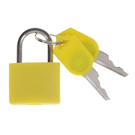 1 Set Mini Small Steel Padlock Suitcase Keyed Lock Multicolor Lock with two keys Waterproof Tiny for house tools Box 22x30mm - Yellow, 22x30mm