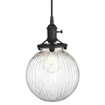 Pathson Vintage Pendant Light Fiting with Ribbed Globe Glass Shade, Kitchen Island Hanging Ceiling Lights