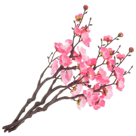 3 Pcs Wintersweet Fake Flowers Decor Cherry Blossom Tree Artificial Plant Pink