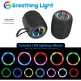 thumbnail image 5 of Portable Bluetooth Speaker, Wireless Speaker with Multi LED Light Dynamic Modes, BT5.3, IPX6 Waterproof, 16H Playtime, 20W Bass Diaphragms, Supports FM Mode, TF, USB for Home, Outdoor, Beach, Party, 5 of 8
