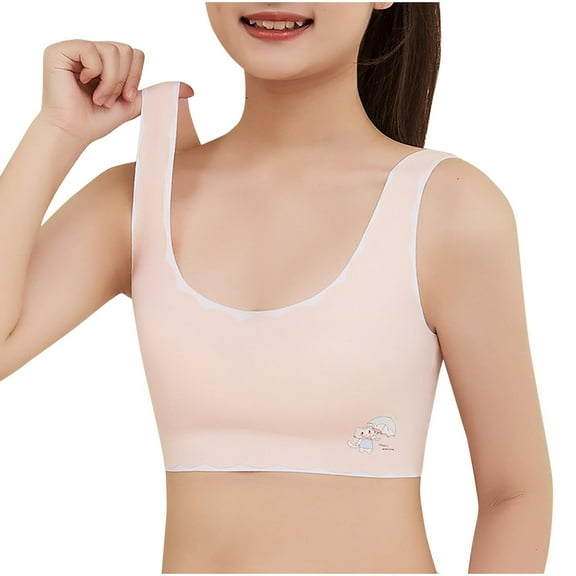 Bras for Tweens Girls Young Girls Seamless Bra Solid Color Soft Breathable Children Thin Style Student Underwear Tops M