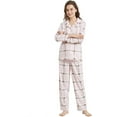 thumbnail image 3 of HEARTNICE Womens Flannel Pajama Set, Long Warm Pajamas Lightweight Pjs Set with Pockets,(Light Pink Plaid,XL), 3 of 6