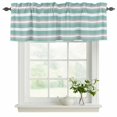 thumbnail image 2 of 2 Panels Aqua Grey White Stripe Valance for Windows, Rustic Modern Turquoise Striped Light Filtering Kitchen Curtains, Rod Pocket Window Treatment Curtain Valances for Living Room Bedroom, 42"x18", 2 of 9