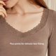thumbnail image 5 of Qarigey Ropa térmica de fibra acrílica para mujer, ropa interior de invierno de manga larga con cuello en V y encaje de Color sólido a la moda conjuntos de ropa Top Marrón Oscuro Qarigey AP013761-01, 5 of 6