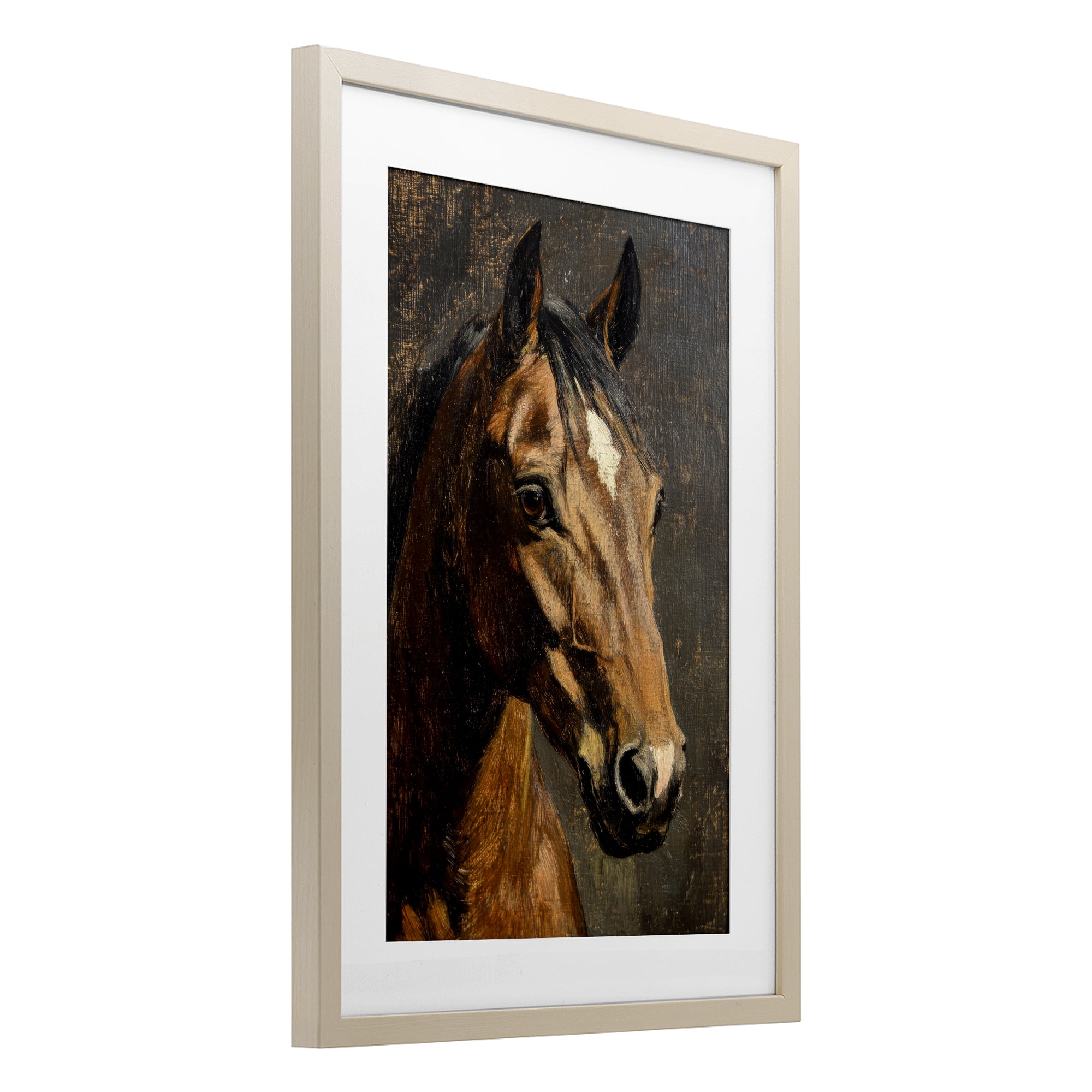 Stupell Industries Horse Portrait Study Birch Framed Print Under Glass, design by Petal Prints Design