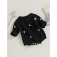 thumbnail image 3 of Bagilaanoe Newborn Baby Girl Knitted Romper Sweater Long Sleeve Bodysuits Flower Embroidery Pullover 3M 6M 9M 12M 24M Infant Warm Jumpers Tops Fall Loose Knitwear, 3 of 8