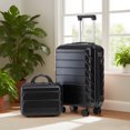 thumbnail image 3 of 2 Piece in ABS Spinner Wheel Luggage Sets, Hardside Suitcase with Combination Lock,20 inch Carry On Luggage 14 inch Cosmetic Case, 3 of 8