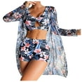 thumbnail image 2 of Daisyyozoid Maillots de Bain pour Femmes Décolleté Imprimé Bretelles Bikini Deep V Split Set Trois Pièces, 2 of 5
