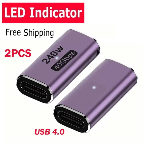 2PCS USB4 Type C Female to Female Adapter Coupler 240W 40Gbps 8K for Thunderbolt