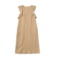thumbnail image 5 of ClodeEU Women's V Neck Ruffle Cap Sleeve Textured Maxi Dress,Casual Loose Beach Vacation Dress Yellow,Women's Plus S, 5 of 6