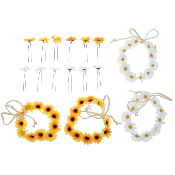 16 piezas de accesorios para el cabello con forma de girasol, pinzas para el cabello con flores, diademas, tocados de boda