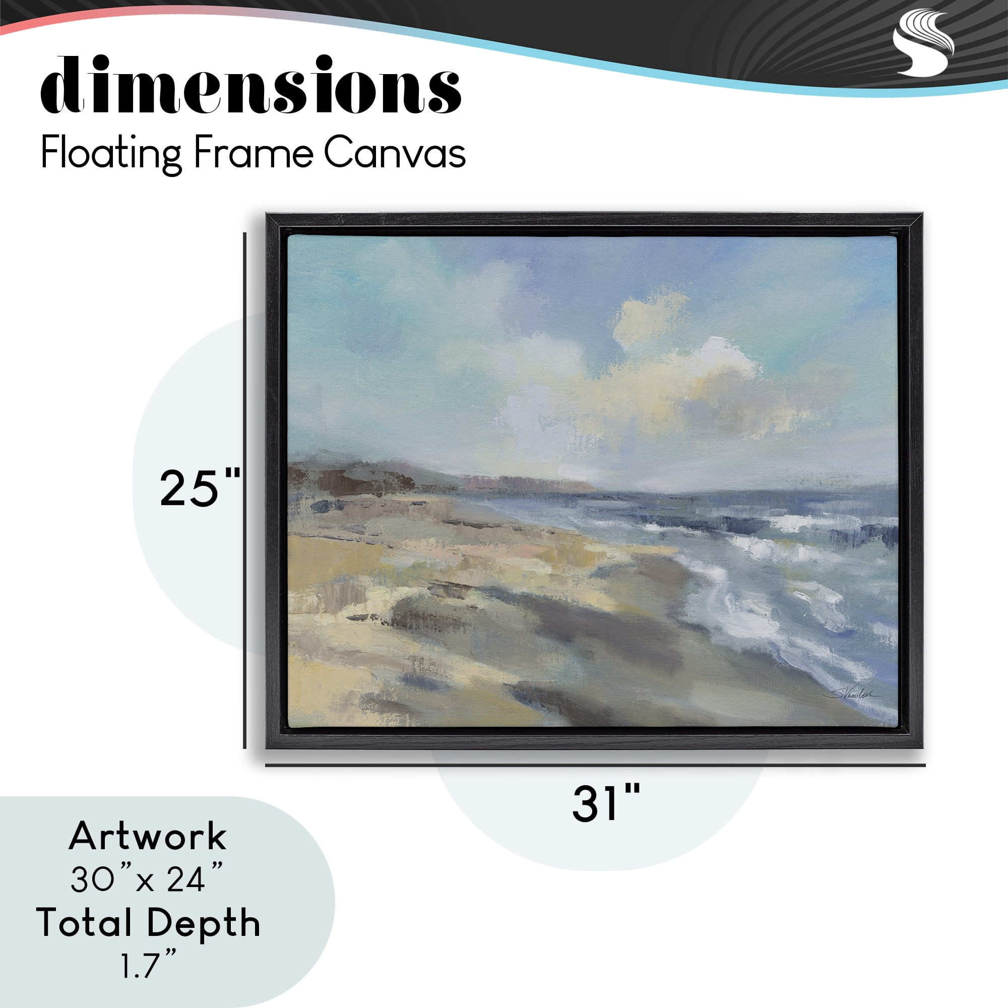 Stupell Industries Serene Morning Beach Waves Black Framed Floater Canvas Wall Art, design by Silvia Vassileva