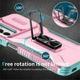 thumbnail image 2 of For Samsung Galaxy A14 5G Slim Fit Shockproof Hybrid with Slide Camera Cover & Rotated Ring Kickstand, [Military-Grade] Phone Case For Samsung Galaxy A14 5G 6.6",Pink Green,For Galaxy A14 5G, 2 of 5