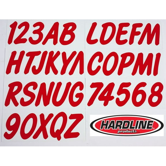 Hardline Boat Lettering Registration Kit 3 in. - 400 Lava Red Solid