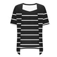 thumbnail image 5 of Womens Fake Two Piece Tunic Tops, Short Sleeve Shirts for Women Summer Fashion Striped Printed Crewneck T-Shirts, 5 of 6