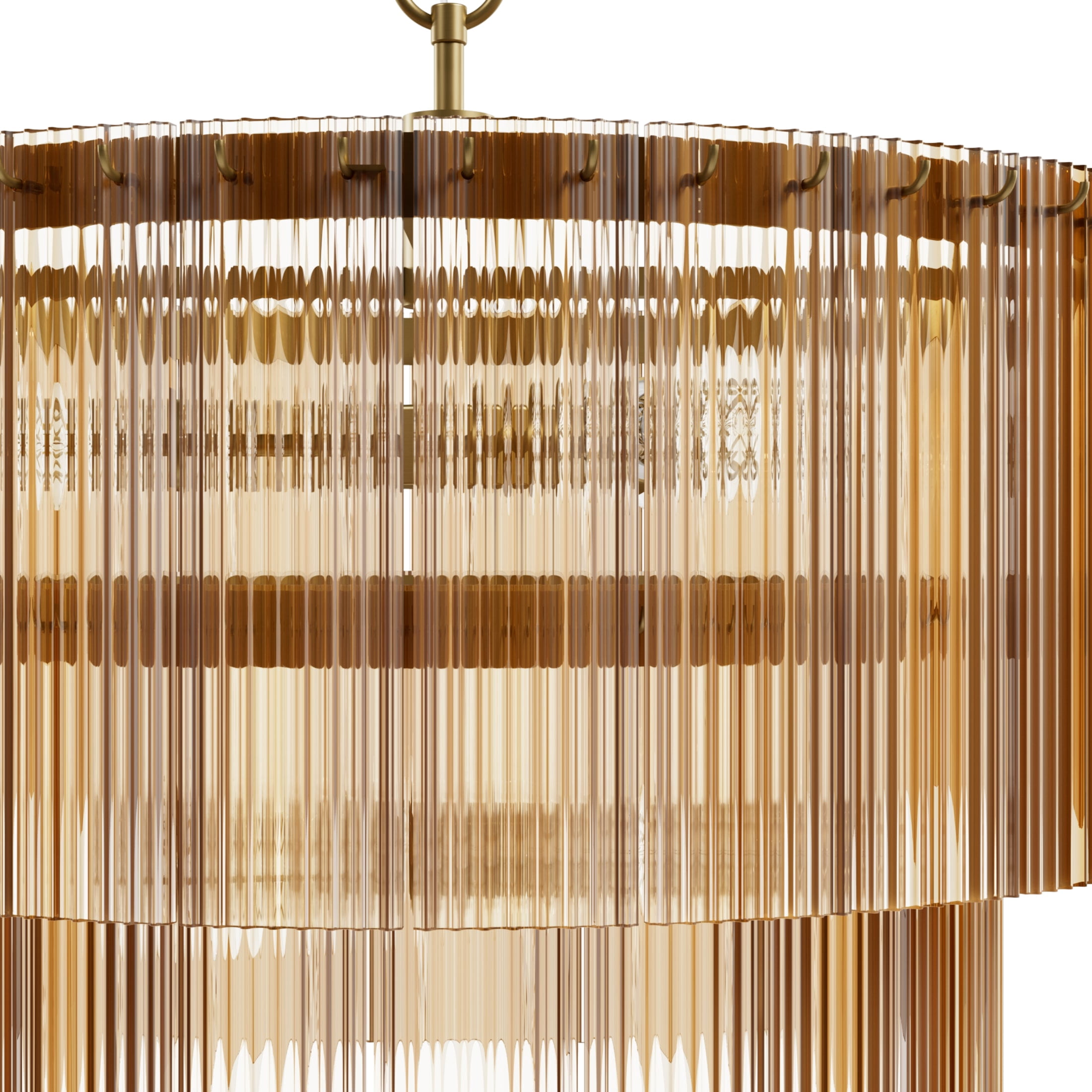 Hunter - Ontario 6-light Luxe Gold, Large Chandelier, Dimmable, Transitional Style, Cylinder Shaped, for Bedrooms, Dining, Living Rooms - 13144