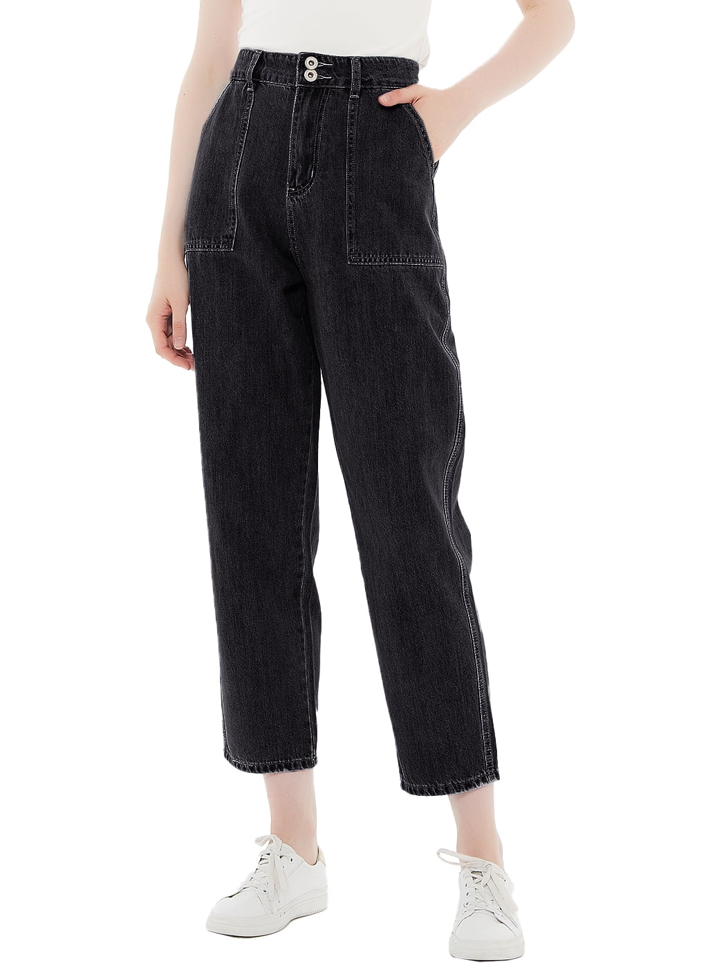 High-waist Tapered Crop Jeans
