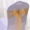 thumbnail image 4 of Zhuge Paquete de 25 fajas de organza para sillas de banquete, lazos para decoración de bodas, fiestas, blanco, rosa, morado, dorado y rojo (paquete de 25, dorado), 4 of 5