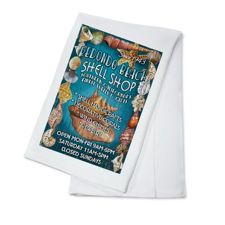 Redondo Beach, California - Shell Shop Vintage Sign - Lantern Press Poster (100% Cotton Kitchen