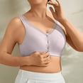 thumbnail image 5 of Gmluru Sports Bras for Women Underpants And Bra Without Underwire Cotton Gather Plussize Summer Thin Bra Front Button Vest Purple, 5 of 9