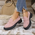 thumbnail image 6 of Hinvhai Women's Leather Platform Chunky Slip-On Penny Loafers Classic Round Toe Lug Sole Business Casual formal Work Shoes Pink 9.5(43), 6 of 9