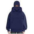 thumbnail image 4 of Stralyhd Cat Pouch Balaclava Hoodies for Women Oversized Zipper Pet Carrier Sweatshirts Streetwear Casual Pullover Tops Navy XL, 4 of 5