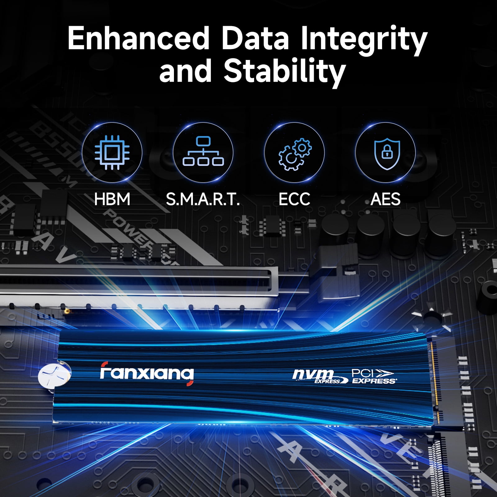 Fanxiang 1TB M.2 NVMe PCIe 4.0 x4 2280 Internal SSD | Up to 6300MB/s Read, 3D NAND with SLC Cache, Compatible with PS5, PC, Desktop & Laptop Storage Upgrade