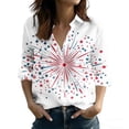 thumbnail image 2 of Karymi Going Out Tops for Women Vintage Independence Day Print Long Sleeve Blouse, Lapel Button‑Down Design Open Top, Patriotic 4th of July Casual Shirt Going Out Tops for Women, 2 of 5