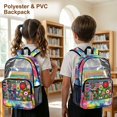 thumbnail image 4 of ZIATUBLES 17 Inch Clear Backpack, Heavy Duty Folk Flower Tie Dye Print Fabric & PVC Transparent Bag with Front Pockets & Side Mesh, Large Capacity See Through Bookbag for School Work Travel, 4 of 7