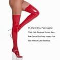 thumbnail image 3 of Linyer Women Sexy Stocking Girl Nightclub Party Banquet Cosplay Glossy Thigh High Sock Over Knee Socks Solid Color Underwear Hosiery Red L, 3 of 5